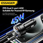 Essager 105W Digital Display Fast Car Charger For iPhone 15 14 pro MacBook USB A C Quick Charger For Xiaomi Samsung OPPO