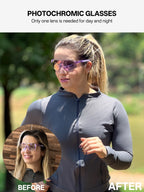 Kapvoe New Cycling Photochromic Glasses Men Women Road Bicycle Sunglasses UV400 Sports Riding Eyewear Outdoor Running Goggles