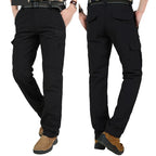 2024 Outdoor Work Tactical Pants Men Winter Casual Cargo Trousers Waterproof Fleece-lined Pant Elastic Hiking Traveling Workwear
