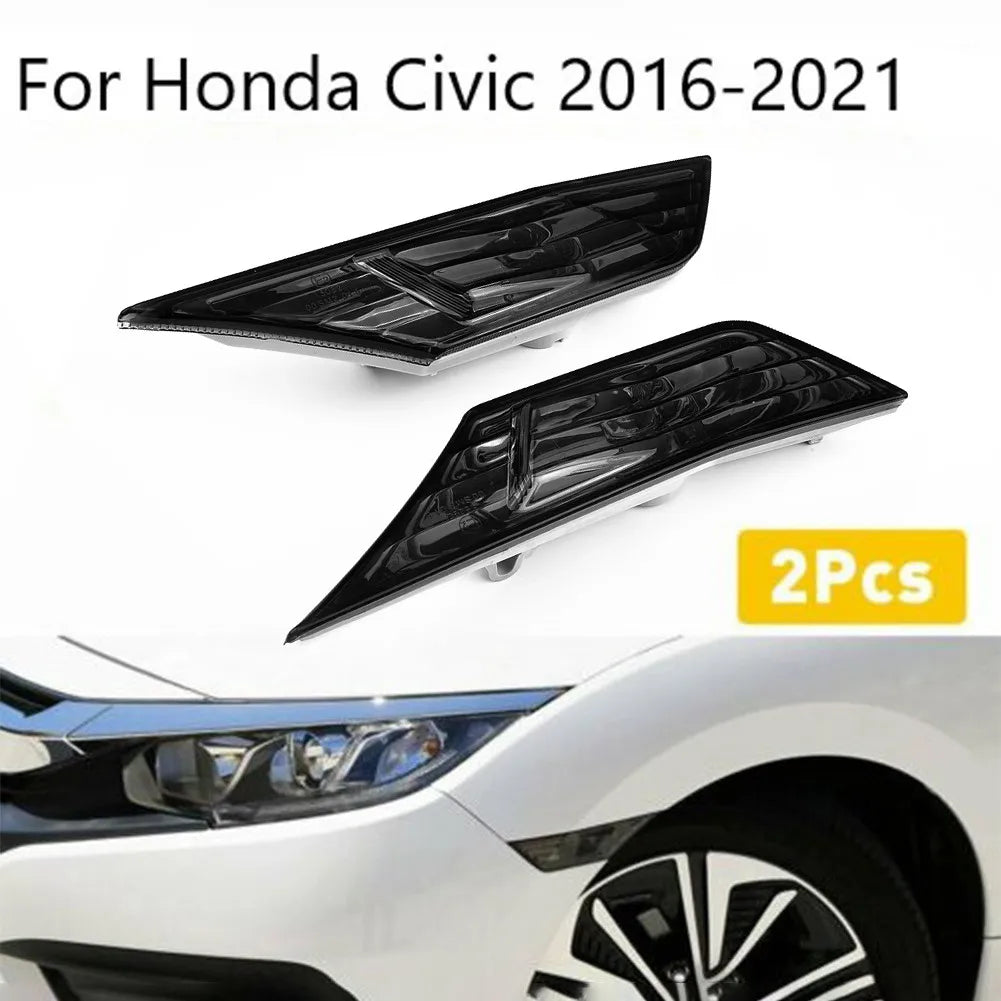 Car Turn Signal Light Assembly for Honda Civic 2016-2021, LED Bulbs Included, Black, 2pcs