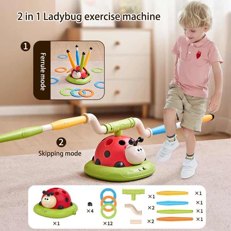 Ladybug Sport Entertainment Game Toy Multifunction Rope Skipping Machine Ferrule Jump Rocket Launcher Outdoor Educational