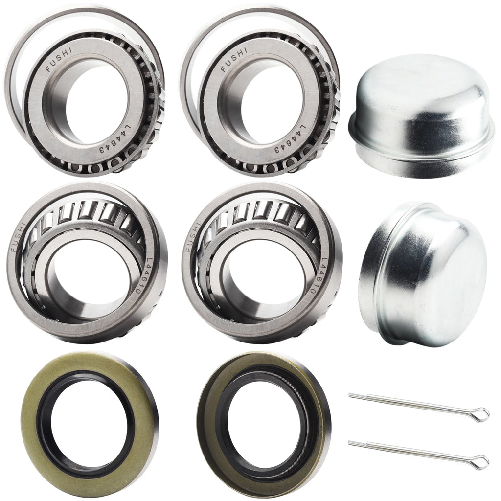 2 Set 1'' Axles Trailer Wheel Hub Bearings Kit, L44643/L44610,1.000"x1.980"x0.580" inch ,12192TB Seal,Dust Cover,Cotter Pin.