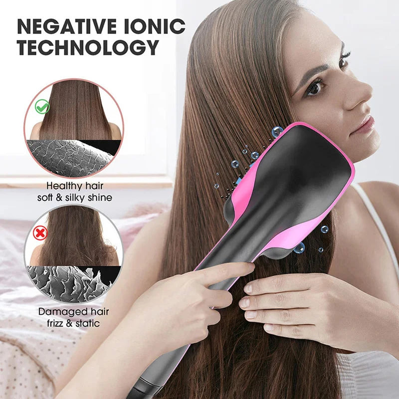 One Step Hot Air Brush Hair Dryer & Straightening Brush, Black, AU/EU/UK/US Plug