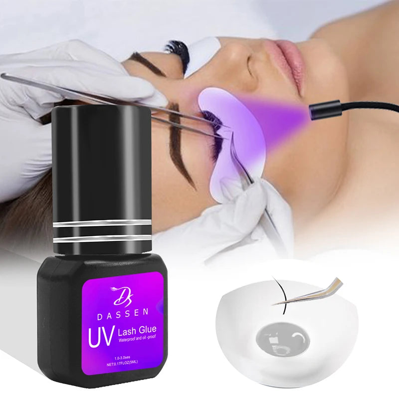 Dassen 5ml UV Eyelash Extension Glue 1S Fast Drying Strong Hold Long Lasting Non-Irritating Adhesive for Mink Lash Professional