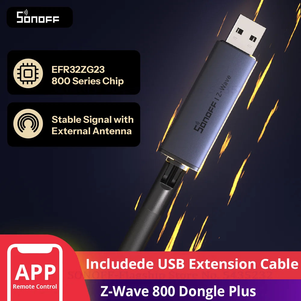 SONOFF Dongle-PZG23 USB Z-Wave 800 Dongle Plus Long Range Control External Antenna Works With Platforms Home Assistant OpenHAB