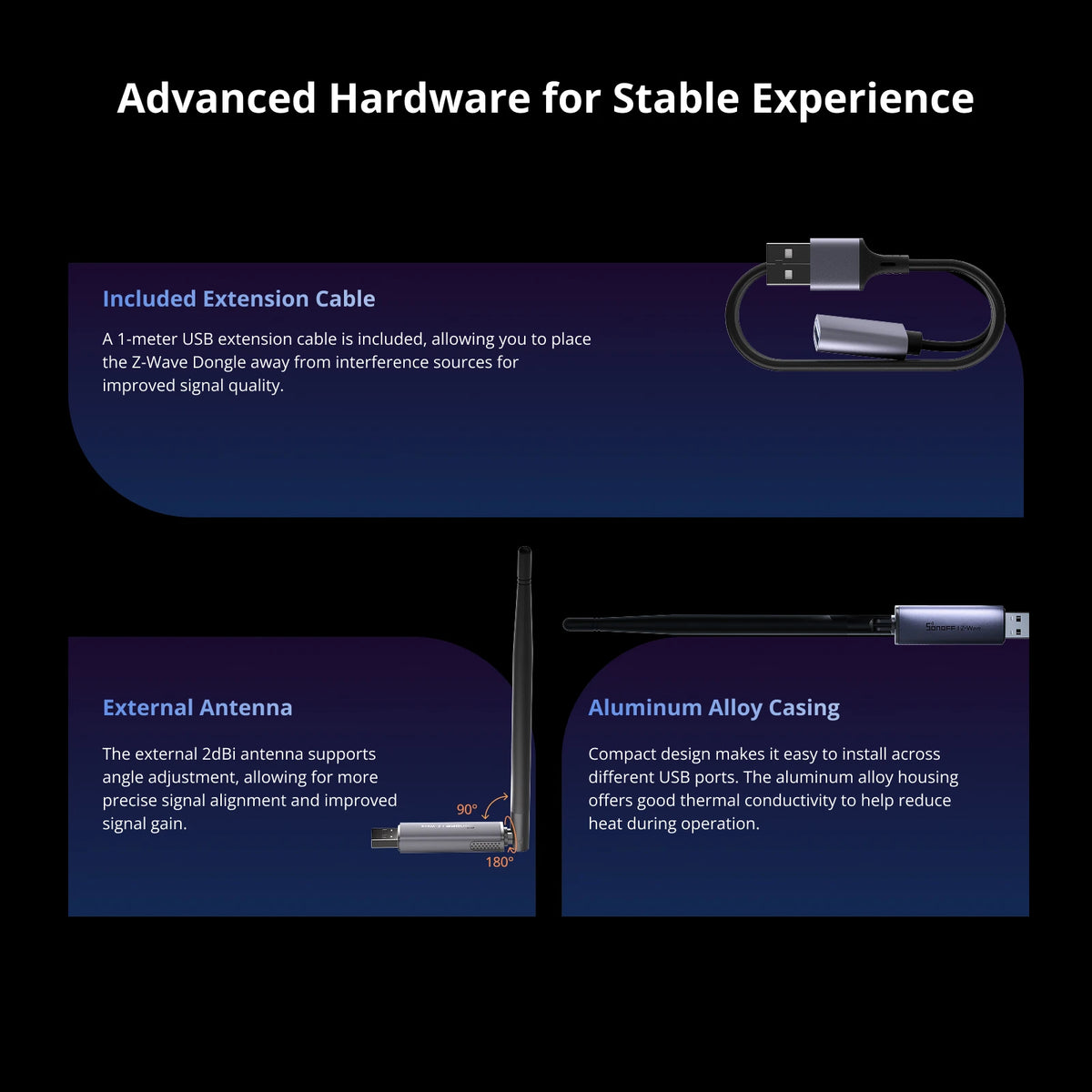 SONOFF Dongle-PZG23 USB Z-Wave 800 Dongle Plus Long Range Control External Antenna Works With Platforms Home Assistant OpenHAB