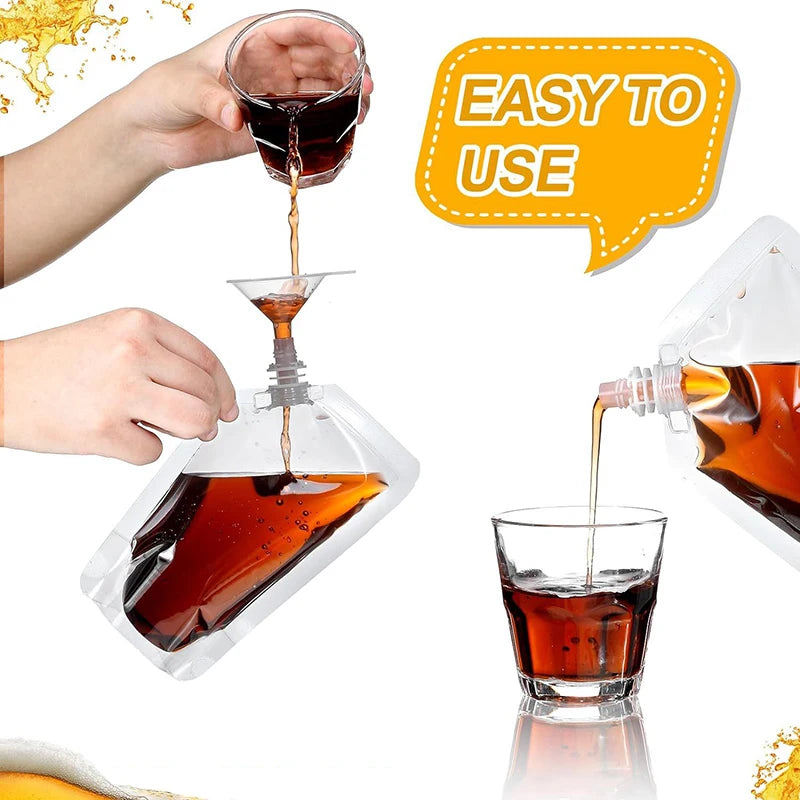 Transparent Spout Beverage Bag Reusable For Outdoor Travel Grain Storage Portable Ic Spout Pouches For Party Fruit Juice Beer