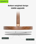 Walnut wood headphone holder stand with copper reinforcement, curved or flat style