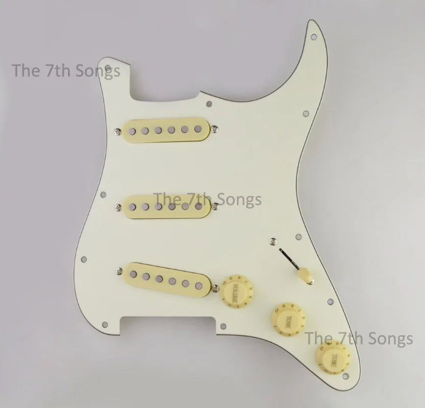 SSS Strat-Style Loaded Pickguard Prewired Alnico 5 Single Coil Set, 3-Ply Black