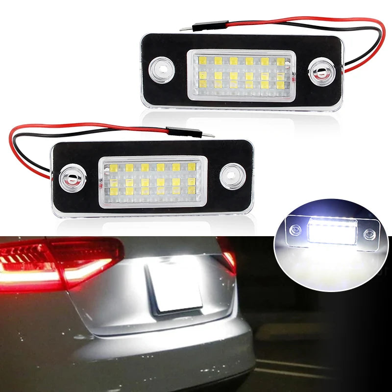 2Pcs For Audi A8 D3 2002-2006 2007 2008 2009 2010 Car Rear White LED License Plate Light Number Lamps OEM # 4E0943021,4E0943022