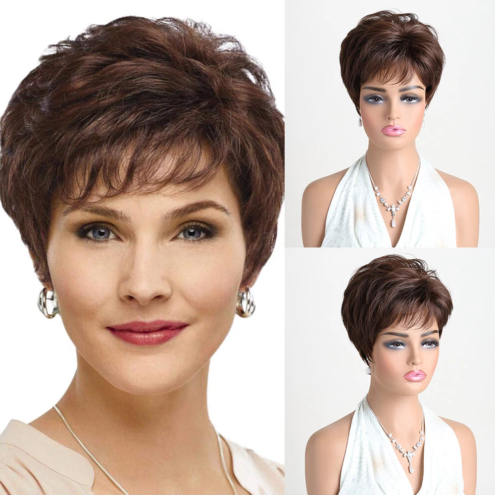 10 Inch Natural Synthetic Wigs for Women Short curly  Wig Daily Party Heat Resistant Hair