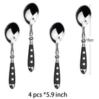 Hotel Stainless Steel Table Knife Fork Spoon Sets Teaspoon Teafork Steak Knife Cutlery Restaurant Serviing Set Black Wood Handle