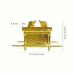 Ark of the Covenant Figurine Jewelry Box with Ten Commandments, Aaron's Rod & Manna, Gold, 1pc