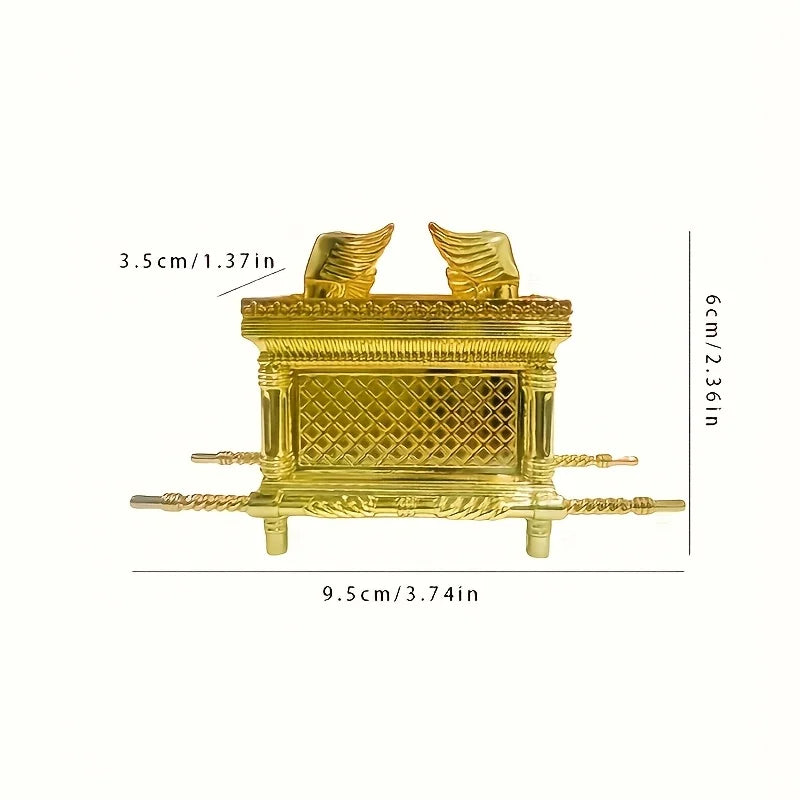 Ark of the Covenant Figurine Jewelry Box with Ten Commandments, Aaron's Rod & Manna, Gold, 1pc