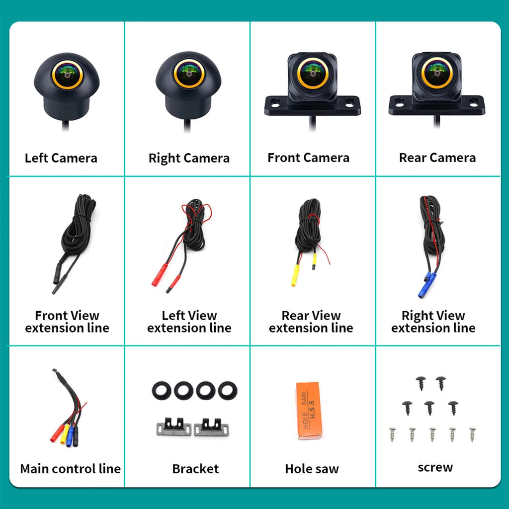 AHD 1080P 360° panoramic car camera kit 12V for Android car radio bird view