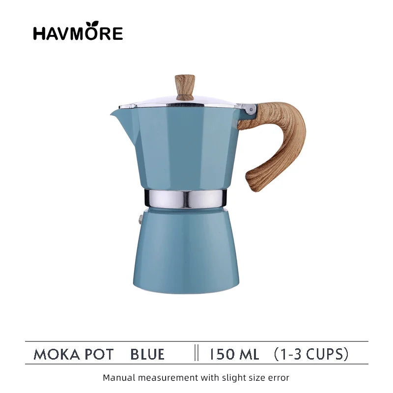 150ml/300ml Vintage Wooden Handle Espresso Maker Moka Pot Classic Italian KitchenTools Cafe Accessories