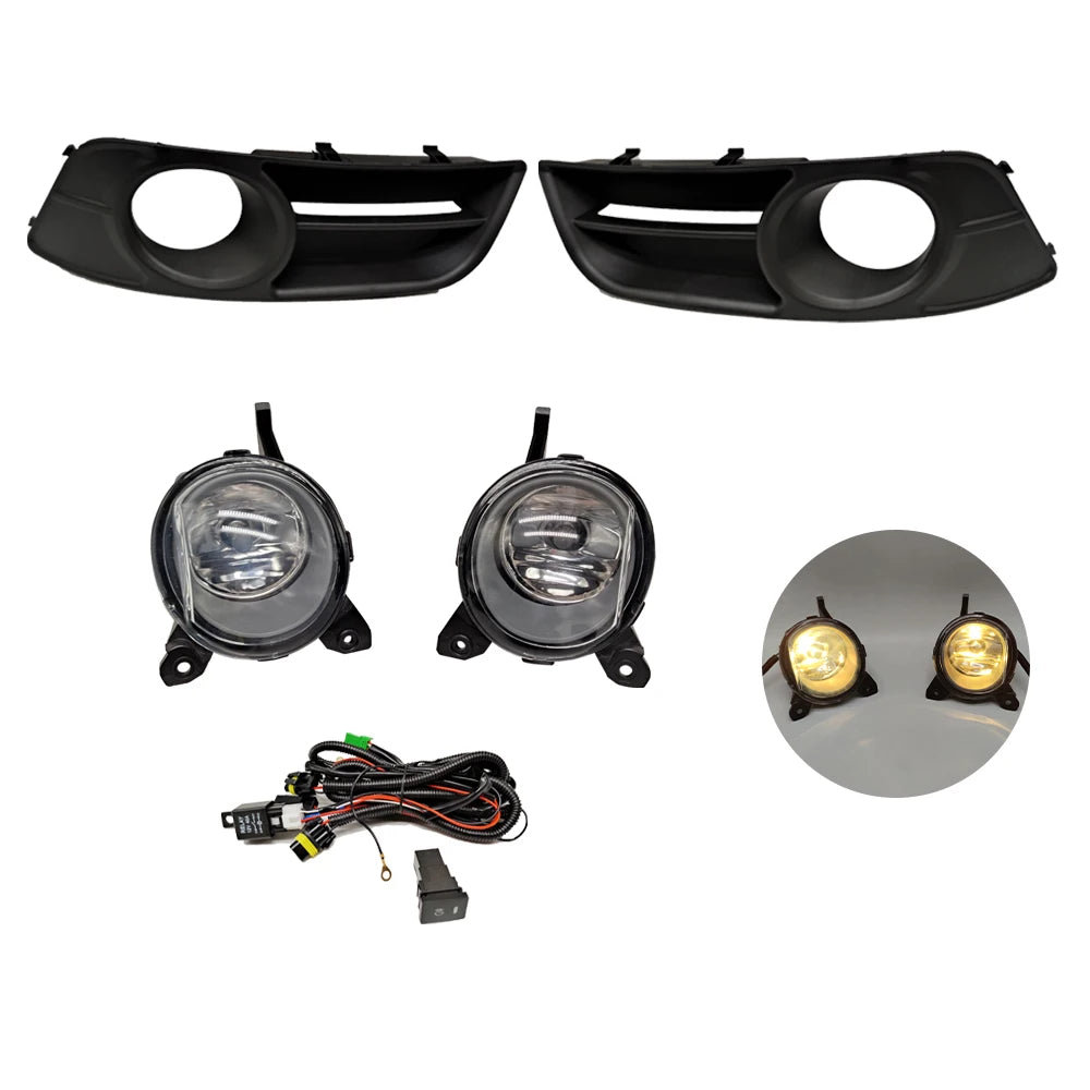 Car LED Fog Lights Fog Lamp cover For Toyota Corolla 2004 2005 2006 European Version Harness Wiring Cover Grille Halogen bulb