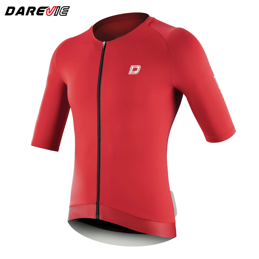 DAREVIE Men's Cycling Jersey DVJ278 Moisture Wicking Anti-Slip Hem, Black/Green/Grey/Red