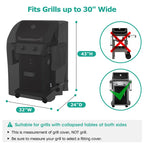 32 inch Gas Barbecue Stove Cover BBQ Cover,Rainproof Outdoor Oven Hood Cover,Folding Side Table 210D Cloth Black Grill Covers