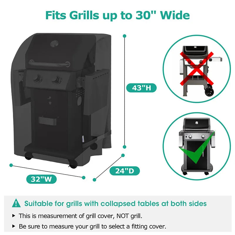 32 inch Gas Barbecue Stove Cover BBQ Cover,Rainproof Outdoor Oven Hood Cover,Folding Side Table 210D Cloth Black Grill Covers