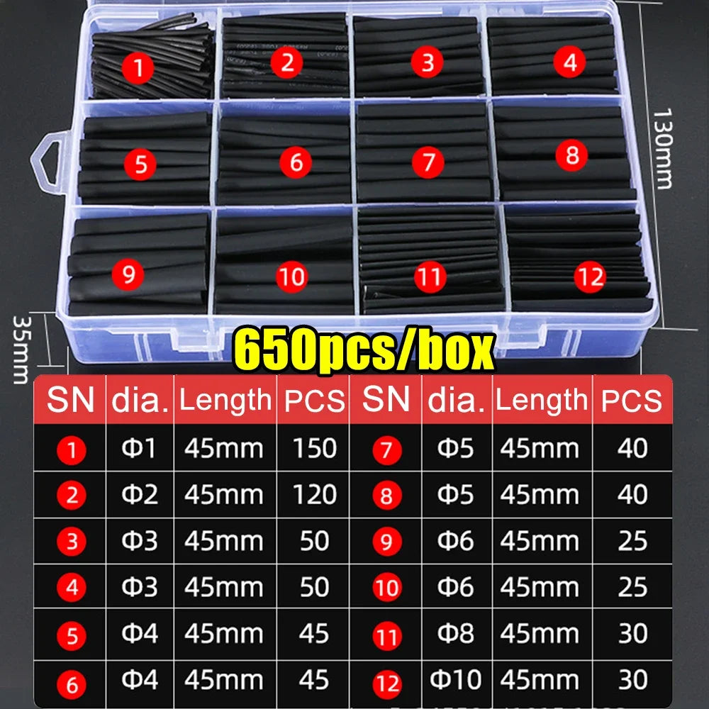 13000/127Pcs Heat Shrink Tube Sleeving Tubing Assortment Kit Electrical Connection Electrical Wire Wrap Cable Insulation Sleeved