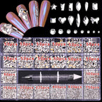21 grid rhinestone box mixed nail diamond Flat glass shaped diamond DIY nail rhinestone nail jewelry set