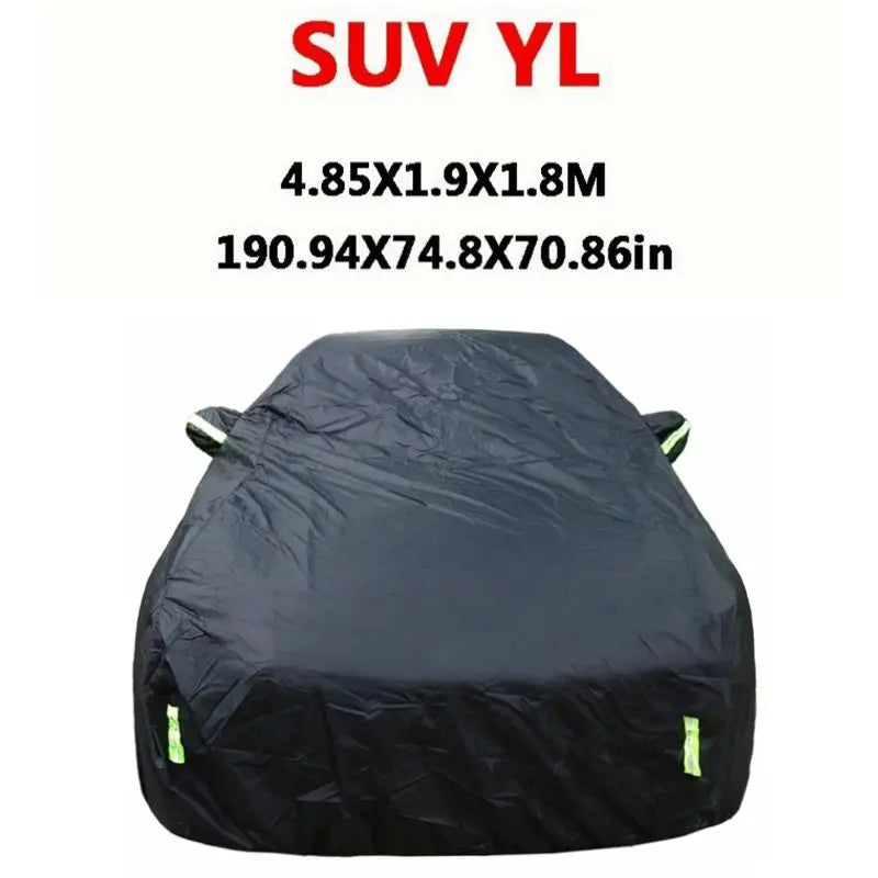 Universal full car cover waterproof UV sun rain snow protection, black, zipper, S-XXL