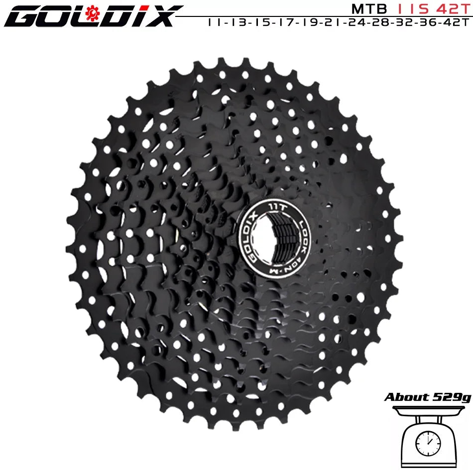 GOLDIX Black MTB Cassete 8/9/10/11/12 Speed 40/42/46/50/50T K7 8/9/10/11/12v Bicycle Freewheel Bicycle Sprocket for Shimano/SRAM