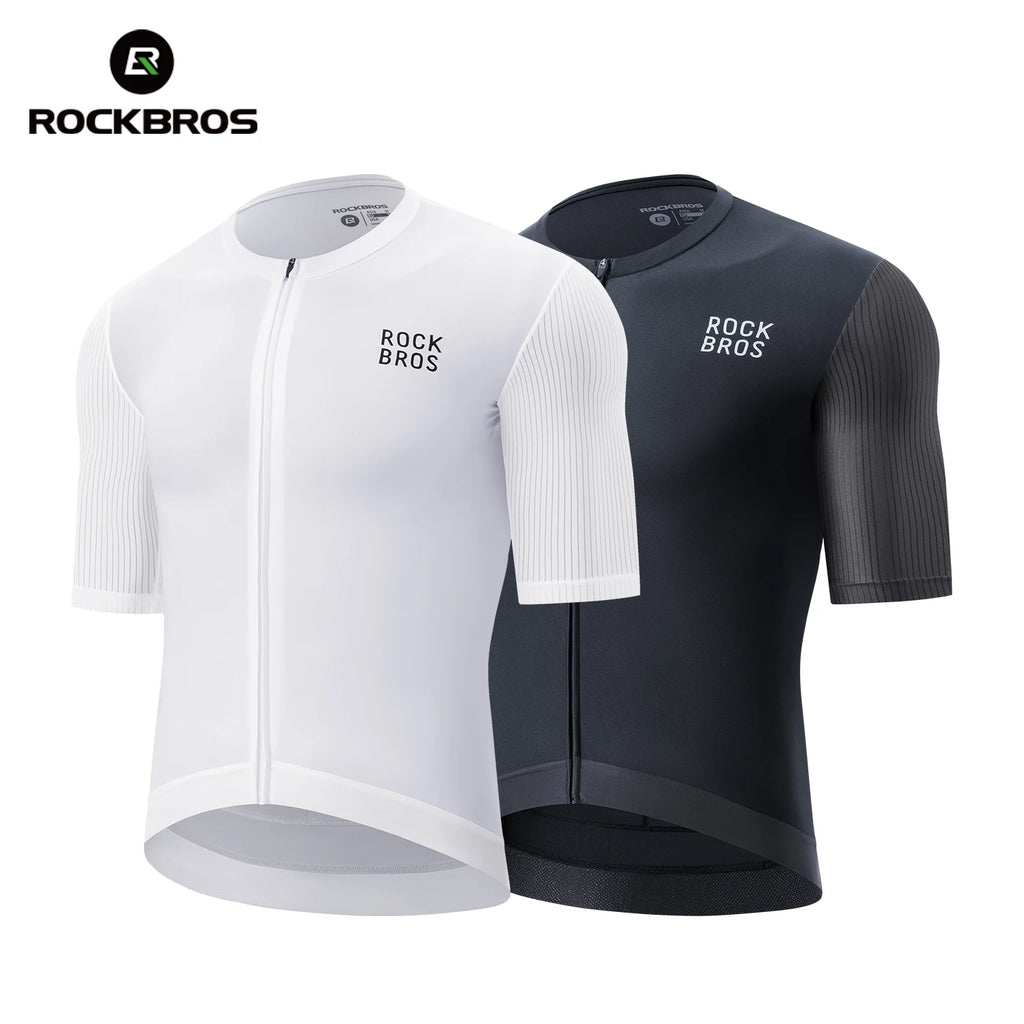 ROCKBROS Summer Cycling Short Sleeve Jersey High Elastic Lightweight Breathable Cycling Jersey Reflective Men Cycling Clothing