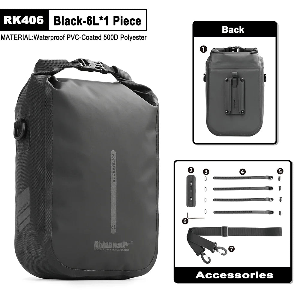 Rhinowalk Bicycle Front Fork Bag Waterproof Quick Release 4L/6L, Black Blue Olive Orange