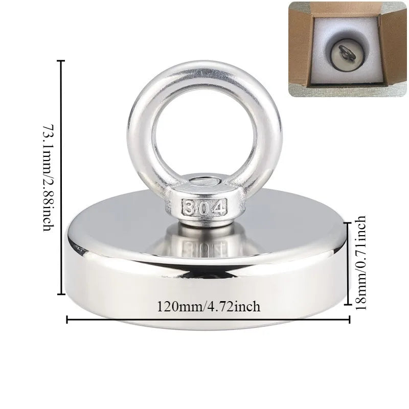 Super strong neodymium magnet, iron and boron lifting ring, magnetic suction cup, salvage artifact set