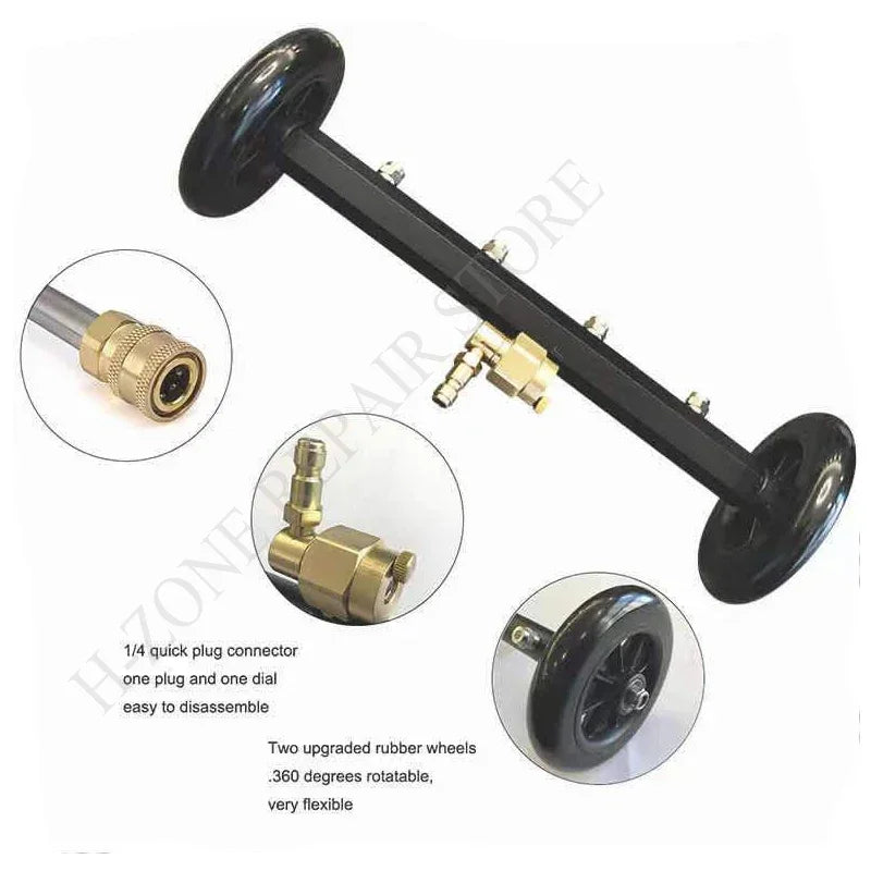 16in undercarriage pressure washer water broom 5000 PSI with 2 extension rods, 3pc set
