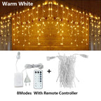 3.5M-40M LED Icicle Curtain String Fairy Lights Garland Outdoor Christmas Lights New Year Birthday Wedding Street Holiday Decor