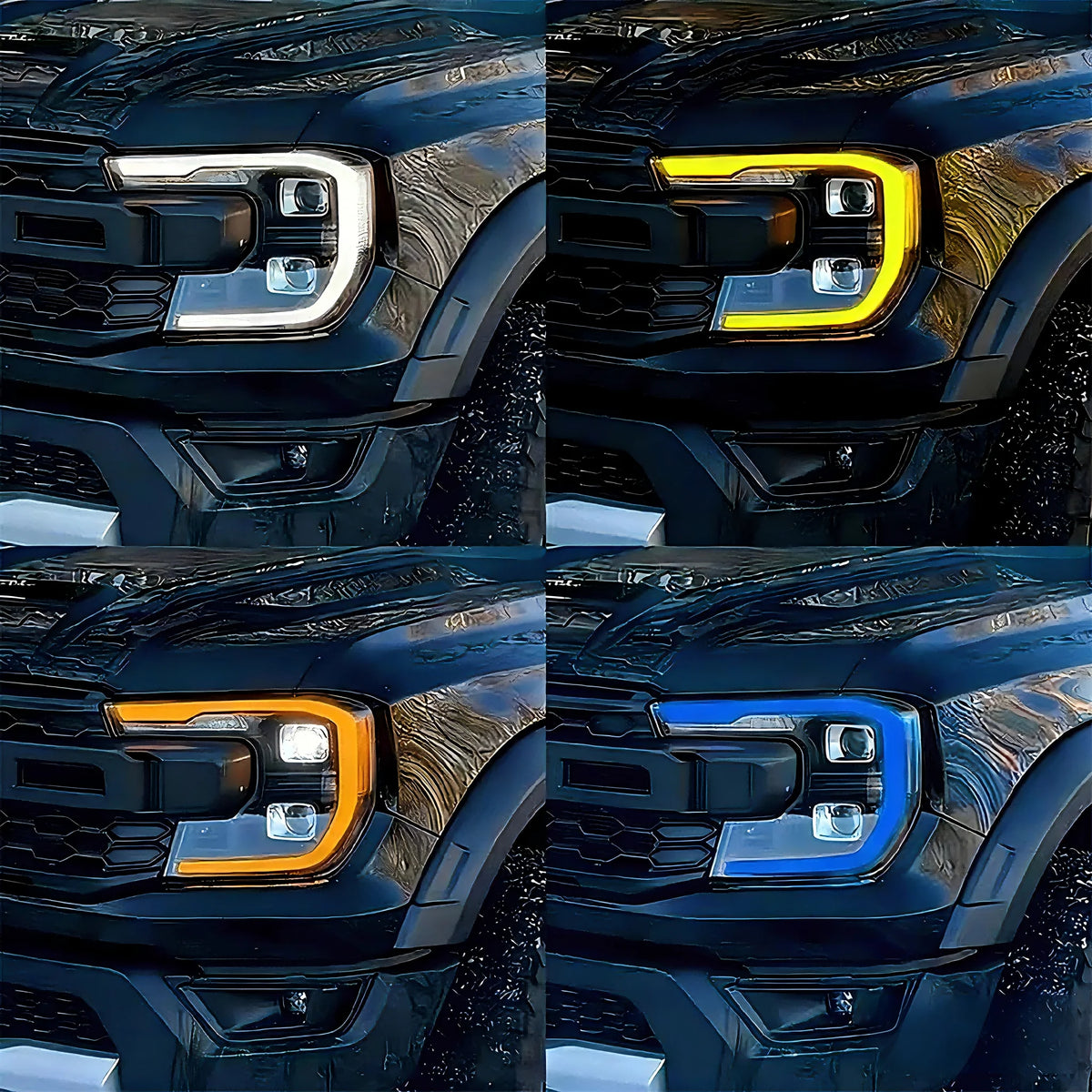 Yellow White Blue Amber Red Angel Eyes DRL LED Boards For Ford Ranger T9 Matrix 2024 2025 Daytime Running Light Chips Module