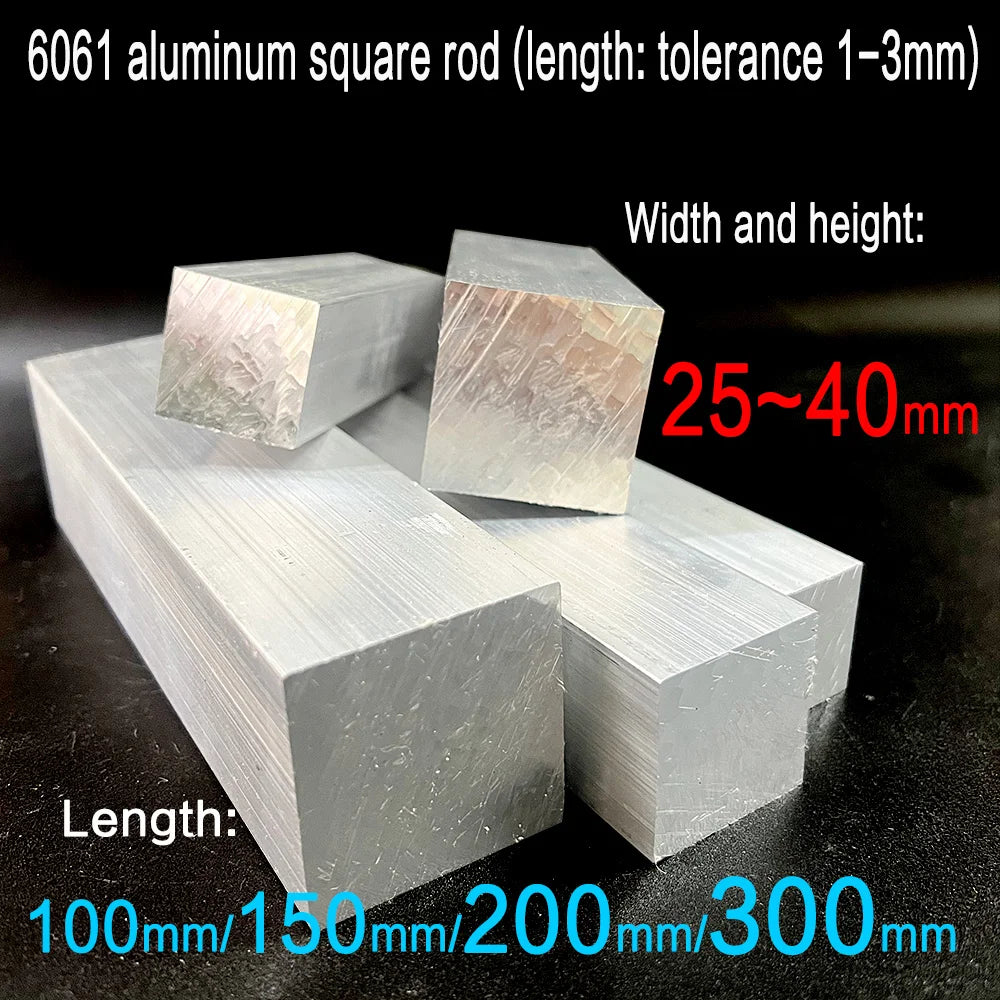 6061 Aluminum Alloy Flat Bar - Various Thickness Widths 25mm-40mm & Lengths 100mm-300mm for Engineering & Manufacturing