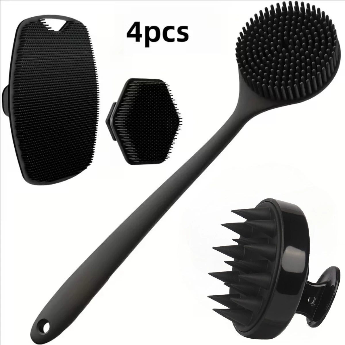 4PCS Set Silicone Body Scrubber Soft Exfoliating Brush for Face Gentle Shower Massage and Skin Cleansing Bathroom Accessories