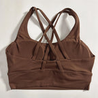Women Cross Back Sports Bra Top with Removable Pads, Solid Colors, Sizes S-L