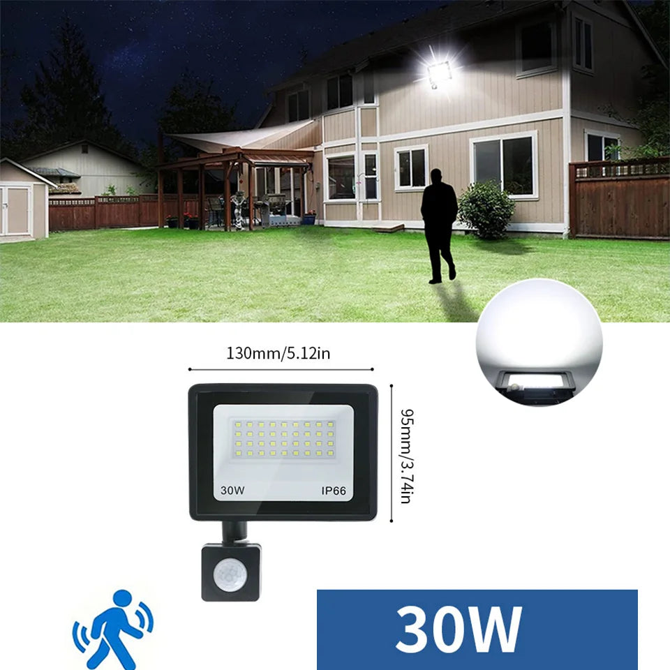 LED Floodlight Motion Sensor AC220V AC110V 10W-300W Waterproof Outdoor Projector Exterior Spotlight Outdoor lamp  Wall Reflector