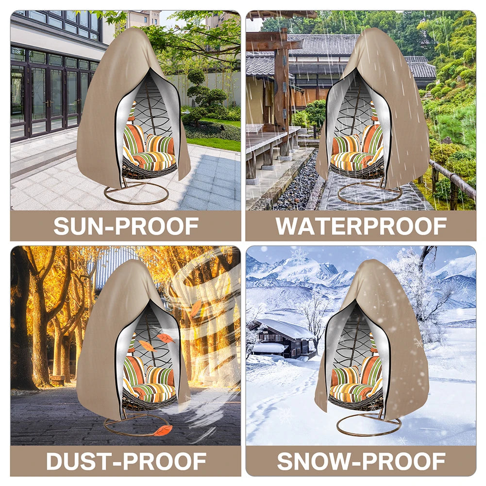 Waterproof Patio Hanging Egg Chair Cover Windproof Swing Egg Chair Cover Egg Chair Slipcover With Zipper and Adjustable Hem Cord