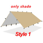 19 Hang Point Tarp Waterpoof Survival Bushcraft Sun Shelter Beach Shade Tent Outdoor Canopy Backpacking Tourist Awning 4x4 3x3m