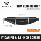 WRELS Waterproof Running Waist Belt Slim Sports Fanny Pack Invisible Fitness Phone Pouch for Hiking Travel Jogging Cycling