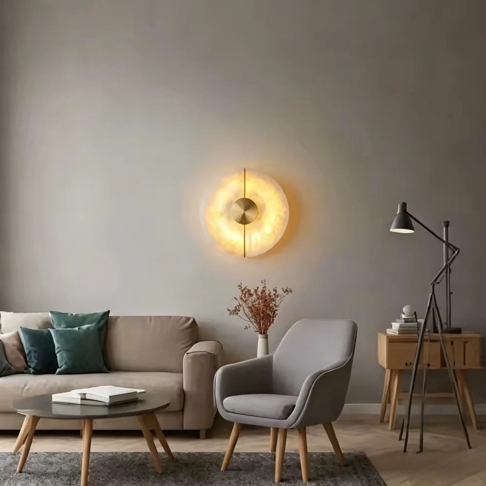 Modern Luxury Creative Marble Wall Light - Alabaster Marble Wall Sconce for Bedroom Bedside Living Room Aisle Indoor Decor