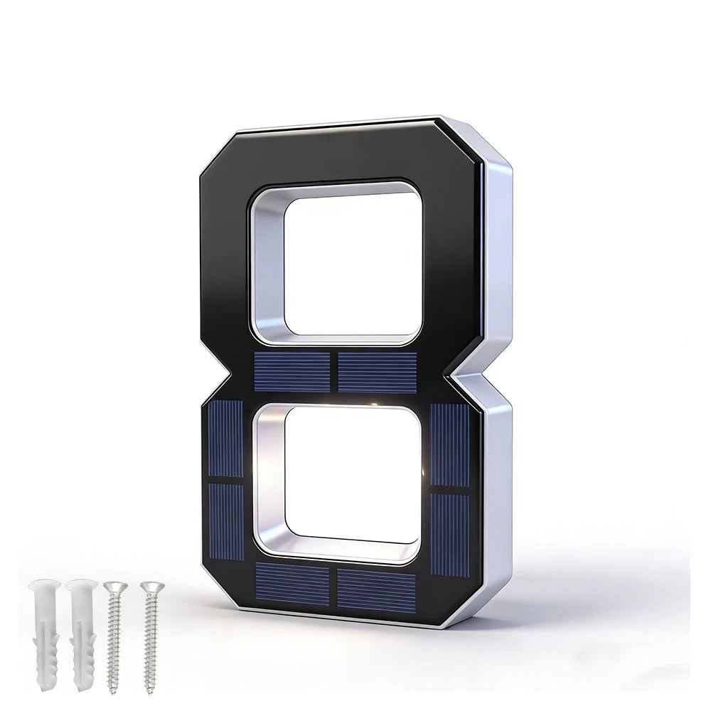 12CM Solar Lighted House Number Outside Light-up LED Address Number Waterproof House Number Light Address Sign Home Decor