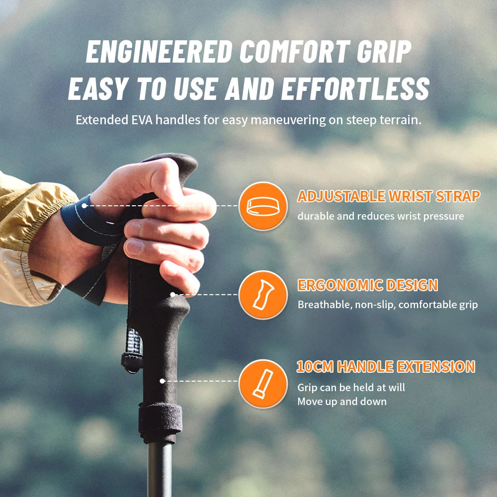 Naturehike Climbing Mountaineering Walking Stick Portable Folding Telescopic Hiking Pole Outdoor Trekking Poles Telescopic Baton