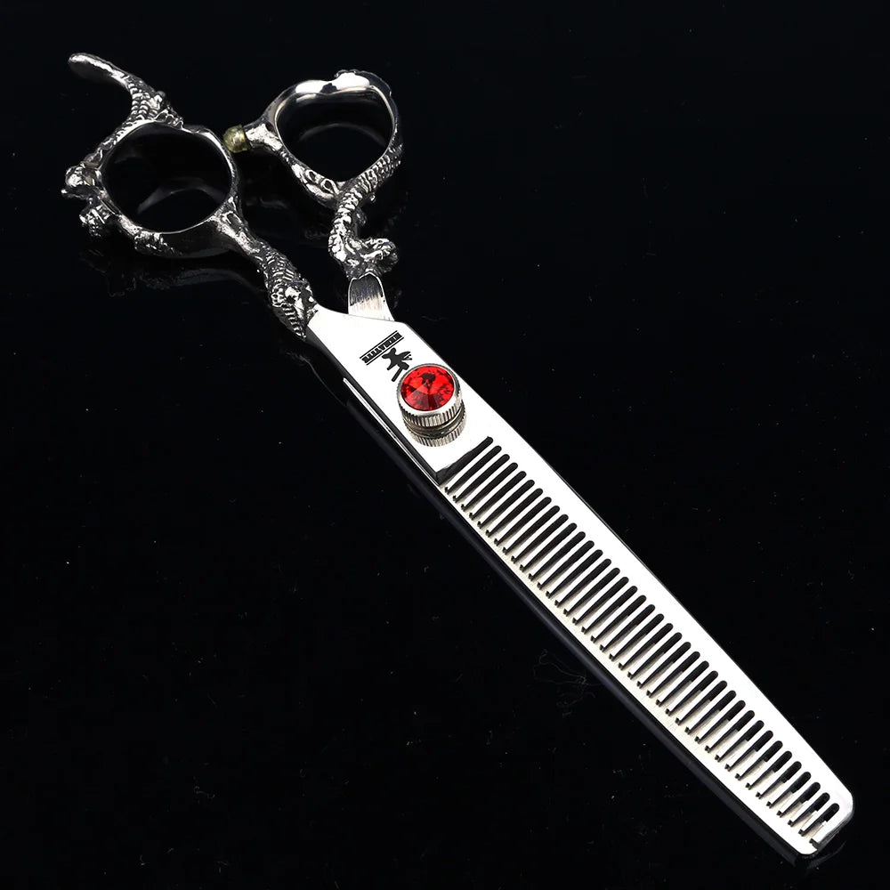 6 "7" Dragon Handle Japanese 440C Steel Barber Scissors Professional Cutting and Thinning Scissors