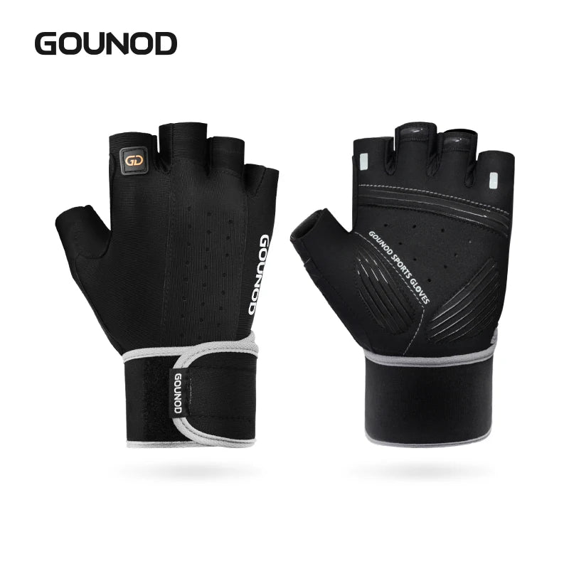 GOUNOD Weightlifting Gloves Wristband Support Breathable Anti-Slip Sports Gym Gloves Bodybuilding Powerlifting Fitness Training