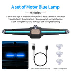 Solar Powered Car Interior Warning Light Blue LED Ambient Atmosphere Light 1pc