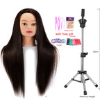 Mannequin Head 100% Synthetic Hair Hairdresser Training Head With Tripod Manikin Cosmetology Doll Head For Braiding Styling