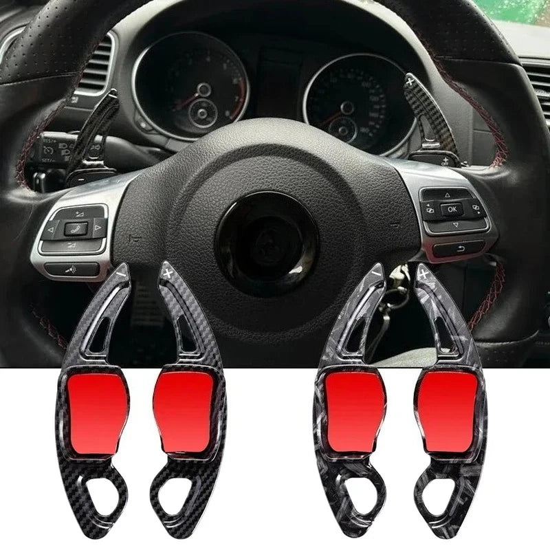 VW Golf 5 MK5 Golf 6 MK6 GTI Steering Wheel Paddle Shifter Sticker Cover, Type A Black