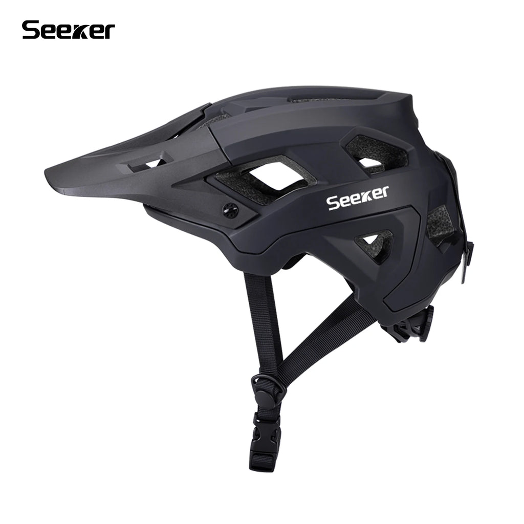 Seeker matte color-blocking cycling helmet, lightweight breathable protective helmet for downhill mountain bikes, adjustable siz